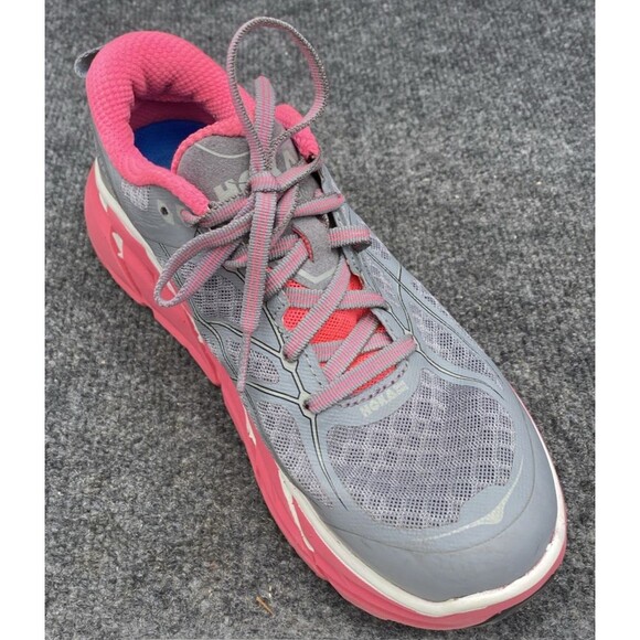 Womens Hoka Clifton 2 Running Shoes Gray Pink GNPN Size 6.5 US Road Trail - Picture 3 of 13